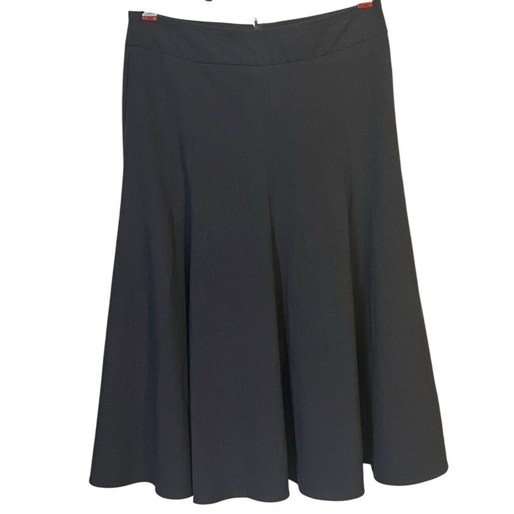 Vintage A-Line Midi Skirt L Charcoal Gray Quiet Luxury USA Made 90s Minimalist